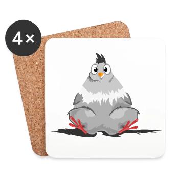 dicke Taube lustig Symbol Huhn Comic Hühner icon - Untersetzer (4er-Set) - Weiß - Vorne