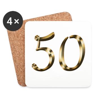 50 Years gold 50th birthday anniversary anniversary - Coasters (set of 4) - white - Front