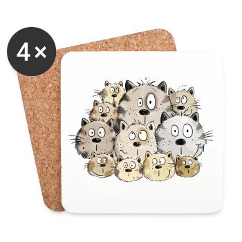 Chats drôles I chaton chat cadeau me manque - Dessous de verre (lot de 4) - blanc - Devant