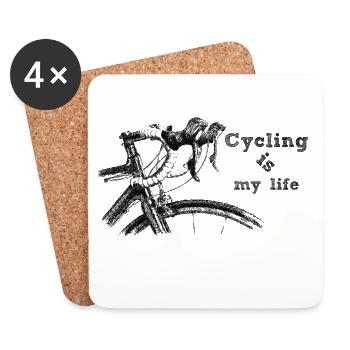 Cycling - Coasters (set of 4) - white - Front