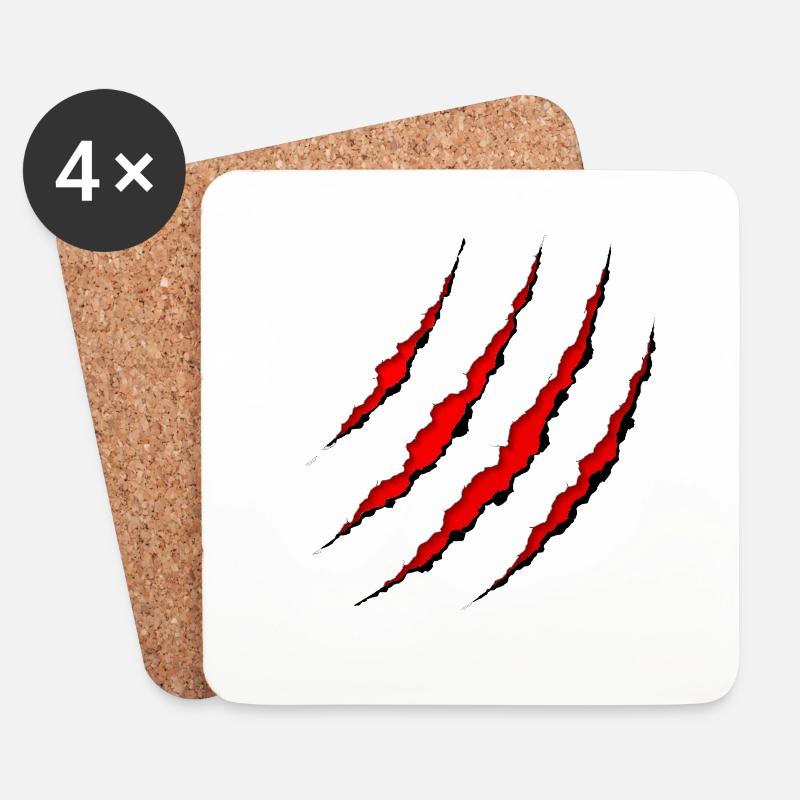 Scratch marks Wolf claw - Coasters (set of 4) - white