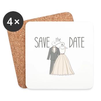 Wedding Save The Date Illustration - Coasters (set of 4) - white - Front