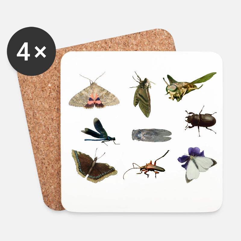 Insekten - Untersetzer (4er-Set) - Weiß