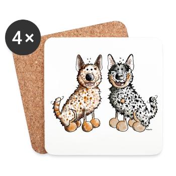 Two Australian Cattle Dogs - Coasters (set of 4) - white - Front