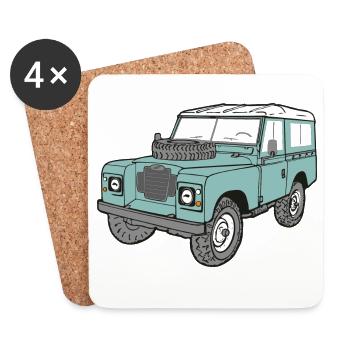 Landy 4x4 Land - Rover Serie3 LaRo Defender - Untersetzer (4er-Set) - Weiß - Vorne