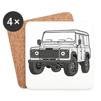 4x4 Defender 110 Adventure - Landy LaRo Rover Land - Untersetzer (4er-Set) - Weiß - Vorne