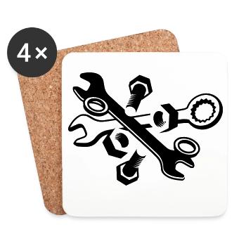 Screws, nuts and wrench - Coasters (set of 4) - white - Front