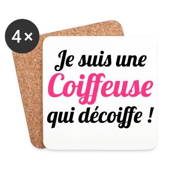 Je suis une Coiffeuse qui décoiffe ! - Dessous de verre (lot de 4) - blanc - Devant