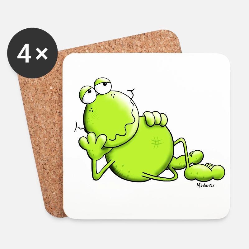 Verträumter Frosch - Untersetzer (4er-Set) - Weiß