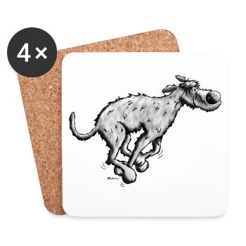 Running Irish Wolfhound - Coasters (set of 4) - white - Front