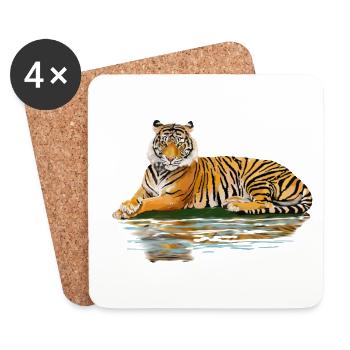 tiger - Dessous de verre (lot de 4) - blanc - Devant
