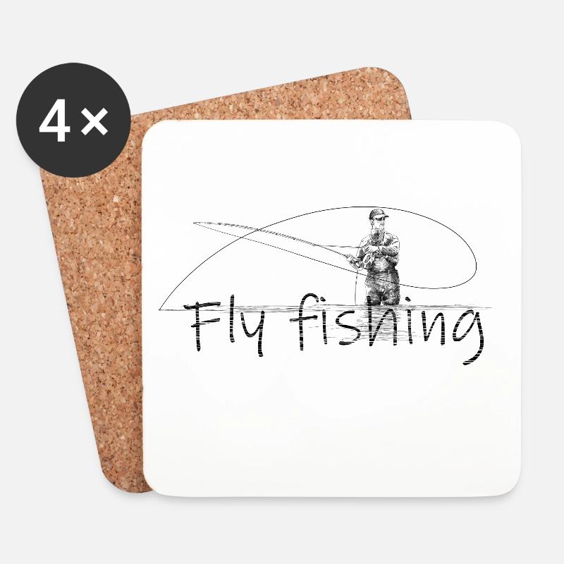 Fly fishing - Untersetzer (4er-Set) - Weiß