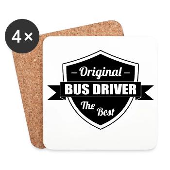Bus / Conducteur / Travail / Métier / Job - Dessous de verre (lot de 4) - blanc - Devant
