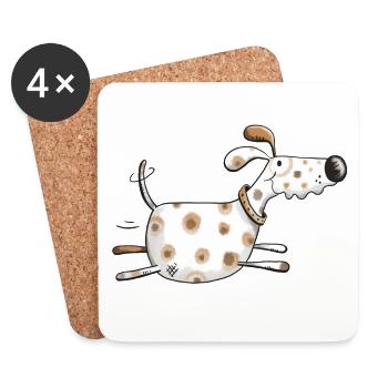 Lustiger Hund - Hunde - Comic - Dog - Tiere - Untersetzer (4er-Set) - Weiß - Vorne