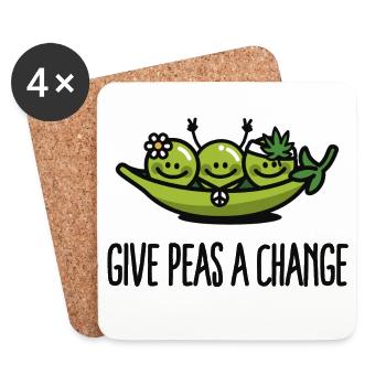 Give peas / peace a change hippies - Dessous de verre (lot de 4) - blanc - Devant