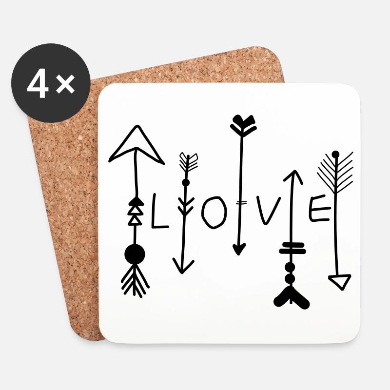 pfeile love - Untersetzer (4er-Set) - Weiß