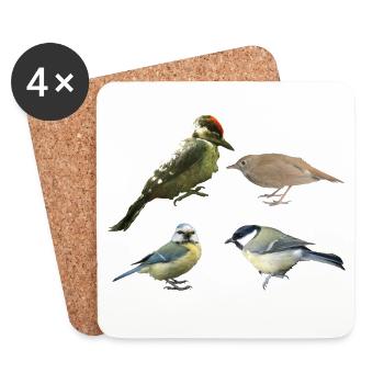 Oiseaux chanteurs - Dessous de verre (lot de 4) - blanc - Devant