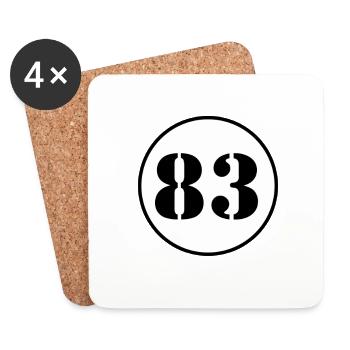 NUMÉRO 83 quatre-vingt-trois cadeau d'anniversaire - Dessous de verre (lot de 4) - blanc - Devant