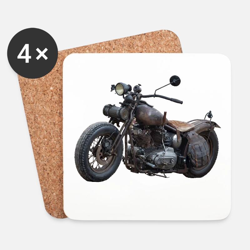 Motorrad - Untersetzer (4er-Set) - Weiß