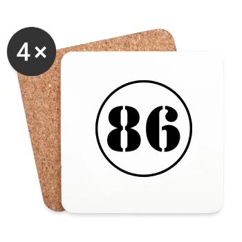 NUMÉRO 86 quatre-vingt six cadeau d'anniversaire - Dessous de verre (lot de 4) - blanc - Devant