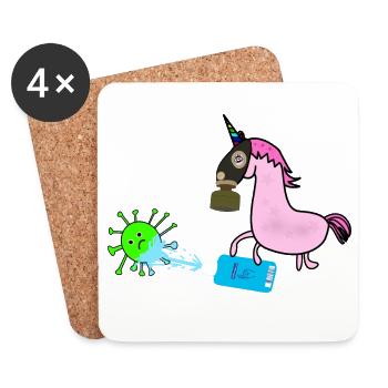 Corona mask unicorn virus disinfection - Coasters (set of 4) - white - Front