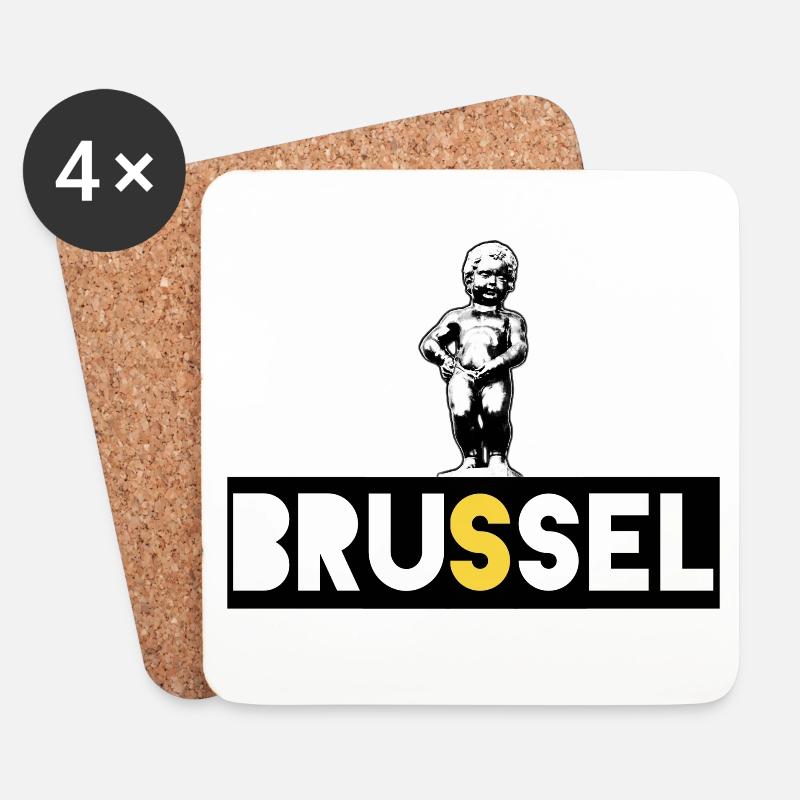 Brüssel Manneken Pis - Untersetzer (4er-Set) - Weiß