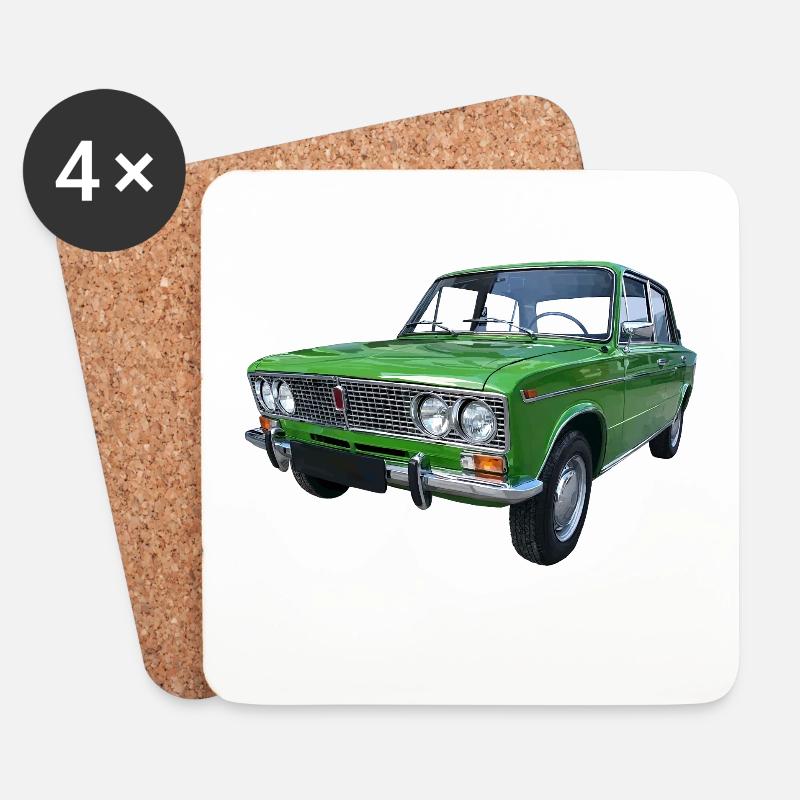 Auto - Untersetzer (4er-Set) - Weiß