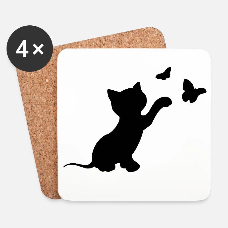 cat - Coasters (set of 4) - white