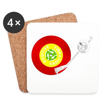 Positive Vibrations Red Gold Green Vinyl Record - Dessous de verre (lot de 4) - blanc - Devant
