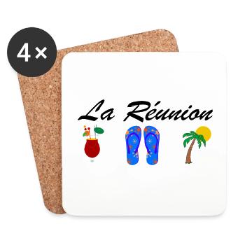 Tee shirt La réunion soleil rhum océan plage - Dessous de verre (lot de 4) - blanc - Devant