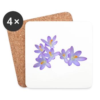 Purple spring flowers (crocus) - Coasters (set of 4) - white - Front