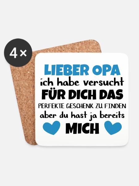 Opa Großvater Geschenk Geburtstag und Weihnachten - Untersetzer (4er-Set) - Weiß