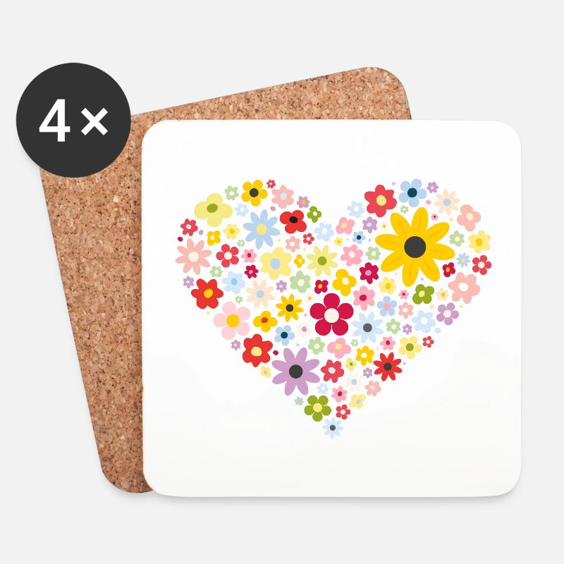 Blumenherz - Untersetzer (4er-Set) - Weiß