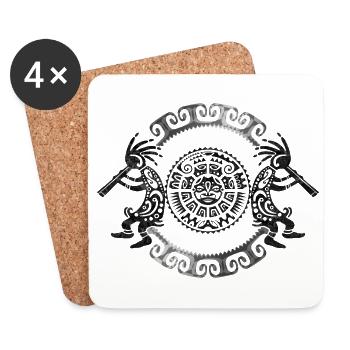 Kokopelli Duo - Mask - Circle 1 - Dessous de verre (lot de 4) - blanc - Devant