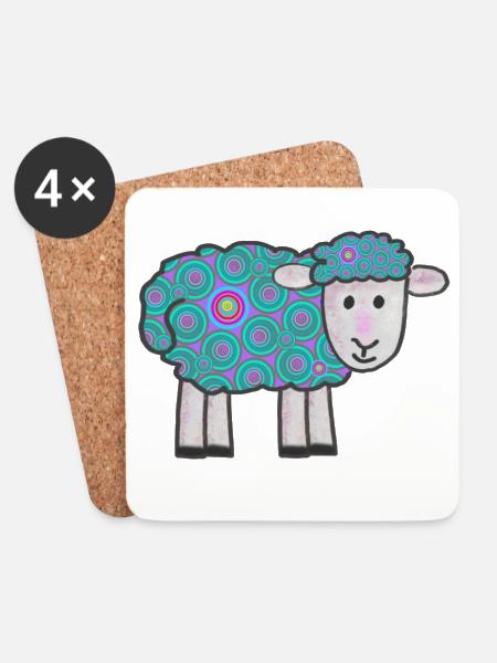 Spiral Sheep Pattern - Coasters (set of 4) - white