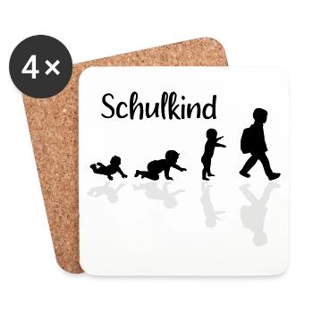 Schulkind Evolution Erstklässler Schule - Untersetzer (4er-Set) - Weiß - Vorne