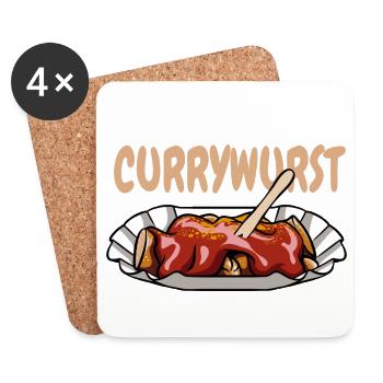 Team Currywurst - Fast Food Fan - Wurst Kult - Untersetzer (4er-Set) - Weiß - Vorne
