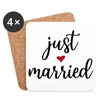 Just Married Idée cadeau - Dessous de verre (lot de 4) - blanc - Devant