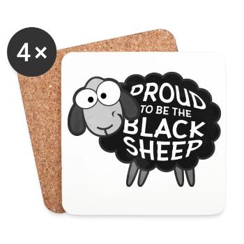 Fière d’être la brebis noire Mouton drôle Extérieur - Dessous de verre (lot de 4) - blanc - Devant