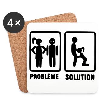 problème solution motif original t-shirt, mug, - Dessous de verre (lot de 4) - blanc - Devant