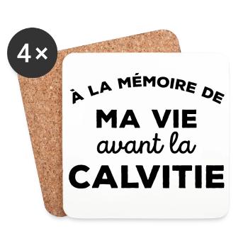 A la mémoire de ma vie avant la calvitie Chauve - Dessous de verre (lot de 4) - blanc - Devant