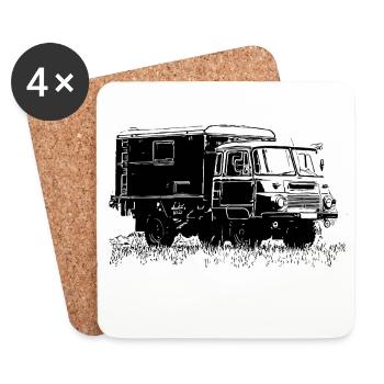 Camion fourgon Robur LO 2002 - Dessous de verre (lot de 4) - blanc - Devant