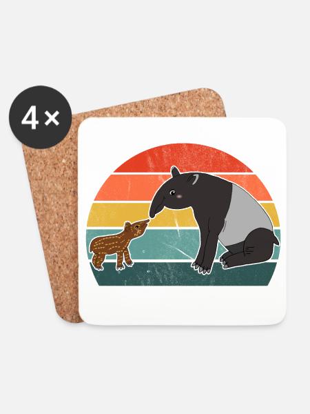 Tapir Familie Mutter Kind Baby Vintage Geschenk - Untersetzer (4er-Set) - Weiß