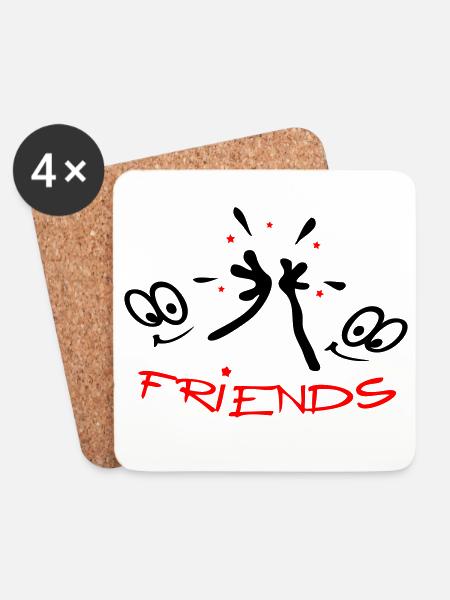 Freunde, Friends, Comic - Untersetzer (4er-Set) - Weiß