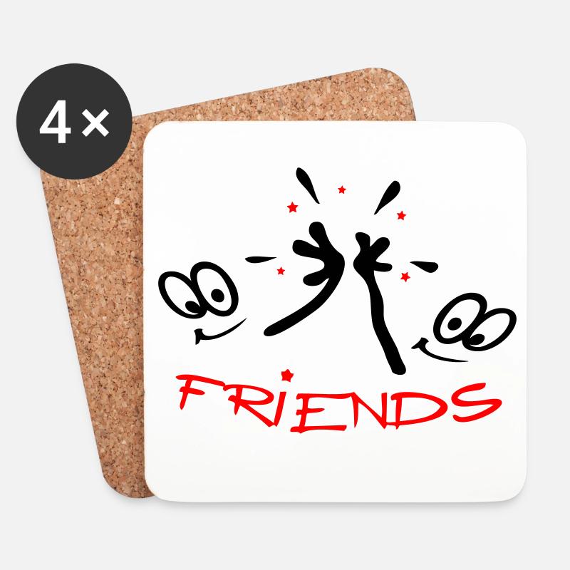 Freunde, Friends, Comic - Untersetzer (4er-Set) - Weiß