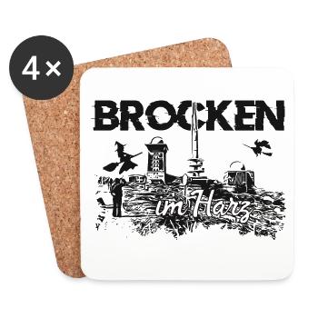 Brocken im Harz - Untersetzer (4er-Set) - Weiß - Vorne