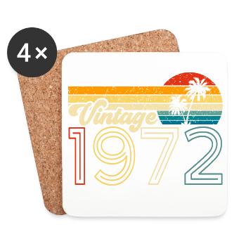 Vintage 70s design with retro palm trees - Coasters (set of 4) - white - Front