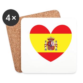 Drapeau du cœur de l’Espagne - Dessous de verre (lot de 4) - blanc - Devant