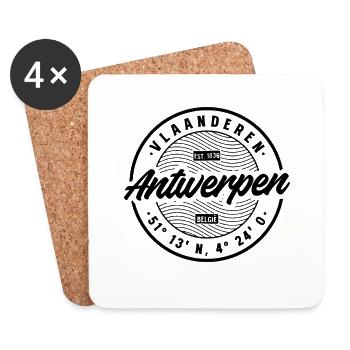 Antwerpen Retro Badge - Untersetzer (4er-Set) - Weiß - Vorne