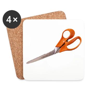 Orange Schere - Untersetzer (4er-Set) - Weiß - Vorne